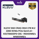 Load image into Gallery viewer, KLEVV SSD CRAS C910 1TB M.2 2280 NVMe PCle Gen4 x4 - K01TBM2SP0-C91 - R5000MB/s W4800MB/s