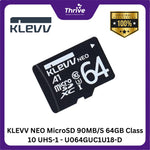 Load image into Gallery viewer, KLEVV NEO MicroSD 90MB/S 64GB Class 10 UHS-1 - U064GUC1U18-D