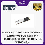 Load image into Gallery viewer, KLEVV SSD CRAS C910 500GB M.2 2280 NVMe PCle Gen4 x4 - K500GM2SP0-C91 - R5000MB/s W3700MB/s