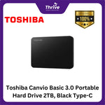 Load image into Gallery viewer, Toshiba Canvio Basic 3.0 Portable Hard Drive 2TB, Black Type-C