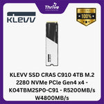 Load image into Gallery viewer, KLEVV SSD CRAS C910 4TB M.2 2280 NVMe PCle Gen4 x4 - K04TBM2SP0-C91 - R5200MB/s W4800MB/s