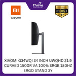 Load image into Gallery viewer, XIAOMI G34WQI 34 INCH UWQHD 21:9 CURVED 1500R VA 100% SRGB 180HZ ERGO STAND 3Y