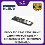 Load image into Gallery viewer, KLEVV SSD CRAS C730 1TB M.2 2280 NVMe PCle Gen3 x4 - K01TBM2SP0-C73 - R3700MB/s W2800MB/s