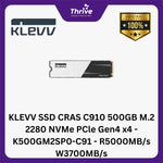 Load image into Gallery viewer, KLEVV SSD CRAS C910 500GB M.2 2280 NVMe PCle Gen4 x4 - K500GM2SP0-C91 - R5000MB/s W3700MB/s