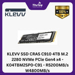 Load image into Gallery viewer, KLEVV SSD CRAS C910 4TB M.2 2280 NVMe PCle Gen4 x4 - K04TBM2SP0-C91 - R5200MB/s W4800MB/s
