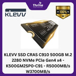 Load image into Gallery viewer, KLEVV SSD CRAS C910 500GB M.2 2280 NVMe PCle Gen4 x4 - K500GM2SP0-C91 - R5000MB/s W3700MB/s