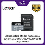 Load image into Gallery viewer, LSD1066512G-BNNNG Professional 1066x SDXC UHS-I, U3, V30, RW up to 160/120 MB/s.