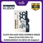 Load image into Gallery viewer, KLEVV MicroSD CRAS 100MB/S 256GB Class 10 A2 V30 UHS-I U1 - K256GUSD6U3-CA (With SD Adaptor)