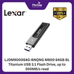 Load image into Gallery viewer, LJDM900064G-BNQNG M900 64GB BL Titanium USB 3.1 Flash Drive, up to 300MB/s read.