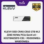 Load image into Gallery viewer, KLEVV SSD CRAS C910 1TB M.2 2280 NVMe PCle Gen4 x4 - K01TBM2SP0-C91 - R5000MB/s W4800MB/s