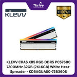 Load image into Gallery viewer, KLEVV CRAS XR5 RGB DDR5 PC57600 7200MHz 32GB (2X16GB) White Heat-Spreader - KD5AGUA80-72B360S