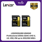 Load image into Gallery viewer, LSD2000128G-BNNNG Professional 2000x SDXC UHS-II, U3, V90, RW up to 300/260 MB/s.