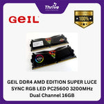Load image into Gallery viewer, GEIL DDR4 AMD EDITION SUPER LUCE SYNC RGB LED PC25600 3200MHz Dual Channel 16GB (2x8GB) GALS416GB3200C16BDC