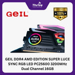 Load image into Gallery viewer, GEIL DDR4 AMD EDITION SUPER LUCE SYNC RGB LED PC25600 3200MHz Dual Channel 16GB (2x8GB) GALS416GB3200C16BDC