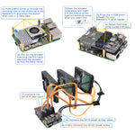 Load image into Gallery viewer, Raspberry Pi 5 X1009 PCIe to 5-Port SATA Shield SATA HAT Expansion Board (NOT Support Boot from HDD/SSD)
