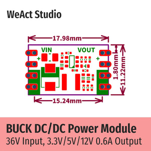 WeAct Buck Step-Down Power Module DC/DC 36V Max Input 3.3V/5V/12V Output 0.6A Max Current