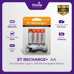 Load image into Gallery viewer, ET Recharge+ 1800mWh Type-C USB Rechargeable AA Battery 1.6V - Pengisian Cepat &amp; Tahan Lama