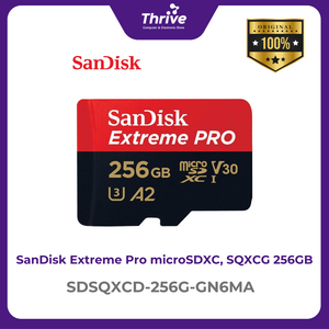 SanDisk Extreme Pro microSDXC, SQXCD 256GB, V30, U3, C10, A2, UHS-I, 200MB/s R, 140MB/s W, 4x6, SD adaptor, Lifetime Limited