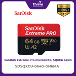 Load image into Gallery viewer, SanDisk Extreme Pro microSDXC, SQXCU 64GB, V30, U3, C10, A2, UHS-I, 200MB/s R, 90MB/s W, 4x6, SD adaptor, Lifetime Limited
