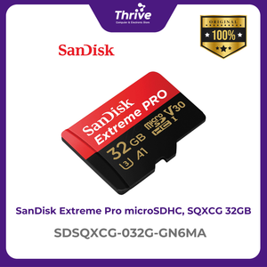 SanDisk Extreme Pro microSDHC, SQXCG 32GB, V30, U3, C10, A1, UHS-1, 100MB/s R, 90MB/s W, 4x6, SD adaptor, Lifetime Limited