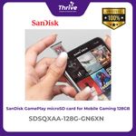 Load image into Gallery viewer, SanDisk GamePlay microSD card for Mobile Gaming, microSDXC, SQXAA 128GB, V30, U3, C10, A2, UHS-I, 190MB/s R, 90MB/s W, 4x6, Lifetime Limited
