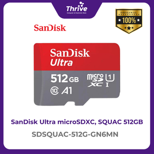 SanDisk Ultra microSDXC, SQUAC 512GB, A1, C10, U1, UHS-I, 150MB/s R, 4x6, 10Y