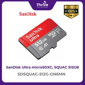 SanDisk Ultra microSDXC, SQUAC 512GB, A1, C10, U1, UHS-I, 150MB/s R, 4x6, 10Y