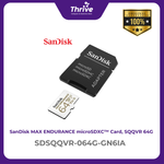 Load image into Gallery viewer, SanDisk MAX ENDURANCE microSDXC™ Card, SQQVR 64G, (30,000 Hrs), UHS-I, C10, U3, V30, 100MB/s R, 40MB/s W, SD adaptor, 5Y
