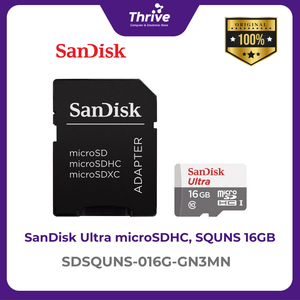 SanDisk Ultra microSDHC, SQUNS 16GB, C10, UHS-1, 80MB/s R, 3x5, 7Y