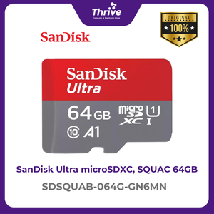 SanDisk Ultra microSDXC, SQUAB 64GB, A1, C10, U1, UHS-I, 140MB/s R, 4x6, 10Y