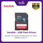 Load image into Gallery viewer, SanDisk Ultra SDHC, SDUNS 16GB, C10, UHS-I, 80MB/s R, 3x5, 7Y