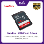 Load image into Gallery viewer, SanDisk Ultra SDXC, SDUNR 64GB, C10, UHS-I, 100MB/s R, 3x5, 7Y
