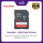 Load image into Gallery viewer, SanDisk Ultra SDXC, SDUNR 64GB, C10, UHS-I, 100MB/s R, 3x5, 7Y
