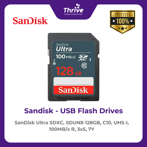 SanDisk Ultra SDXC, SDUNR 128GB, C10, UHS-I, 100MB/s R, 3x5, 7Y