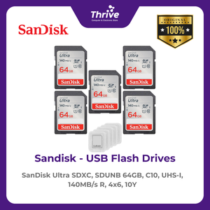 SanDisk Ultra SDXC, SDUNB 64GB, C10, UHS-I, 140MB/s R, 4x6, 10Y