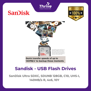 SanDisk Ultra SDXC, SDUNB 128GB, C10, UHS-I, 140MB/s R, 4x6, 10Y