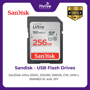 SanDisk Ultra SDXC, SDUNC 256GB, C10, UHS-I, 150MB/s R, 4x6, 10Y