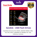 Load image into Gallery viewer, SanDisk Extreme Pro SDXC, SDXXD 128GB, V30, U3, C10, UHS-I, 200MB/s R, 90MB/s W, 4x6, Lifetime Limited
