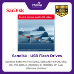 Load image into Gallery viewer, SanDisk Extreme Pro SDXC, SDSDXEP 64GB, V60, U3, C10, UHS-II, 280MB/s R, 100MB/s W, 4x6, Lifetime Limited
