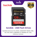 Load image into Gallery viewer, SanDisk Extreme Pro SDXC, SDSDXEP 128GB, V60, U3, C10, UHS-II, 280MB/s R, 100MB/s W, 4x6, Lifetime Limited
