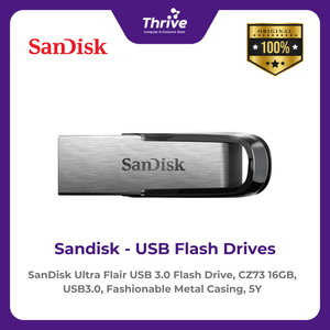 SanDisk Ultra Flair USB 3.0 Flash Drive, CZ73 16GB, USB3.0, Fashionable Metal Casing, 5Y