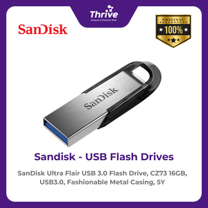 SanDisk Ultra Flair USB 3.0 Flash Drive, CZ73 16GB, USB3.0, Fashionable Metal Casing, 5Y