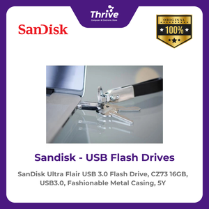 SanDisk Ultra Flair USB 3.0 Flash Drive, CZ73 16GB, USB3.0, Fashionable Metal Casing, 5Y