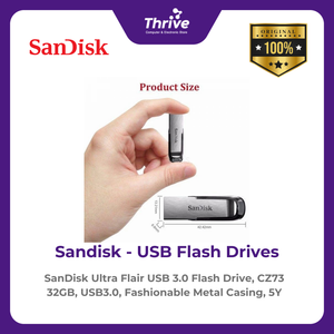 SanDisk Ultra Flair USB 3.0 Flash Drive, CZ73 32GB, USB3.0, Fashionable Metal Casing, 5Y