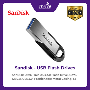 SanDisk Ultra Flair USB 3.0 Flash Drive, CZ73 128GB, USB3.0, Fashionable Metal Casing, 5Y