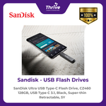 Load image into Gallery viewer, SanDisk Ultra USB Type-C Flash Drive, CZ460 128GB, USB Type C 3.1, Black, Super-thin Retractable, 5Y
