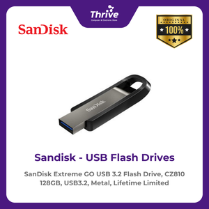 SanDisk Extreme GO USB 3.2 Flash Drive, CZ810 128GB, USB3.2, Metal, Lifetime Limited