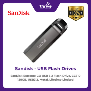 SanDisk Extreme GO USB 3.2 Flash Drive, CZ810 128GB, USB3.2, Metal, Lifetime Limited