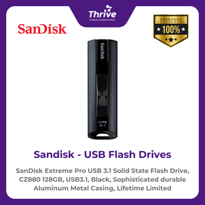 SanDisk Extreme Pro USB 3.1 Solid State Flash Drive, CZ880 128GB, USB3.1, Black, Sophisticated durable Aluminum Metal Casing, Lifetime Limited