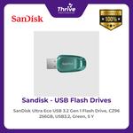 Load image into Gallery viewer, SanDisk Ultra Eco USB 3.2 Gen 1 Flash Drive, CZ96 256GB, USB3.2, Green, 5 Y
